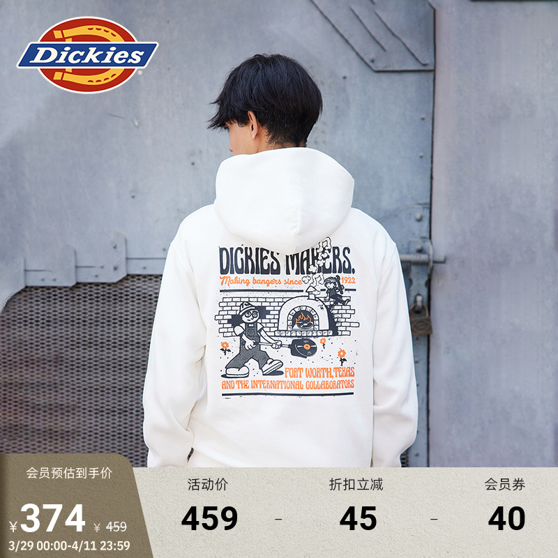 Dickies 背后大图案印花宽松休闲春夏连帽抓绒卫衣 男女情侣