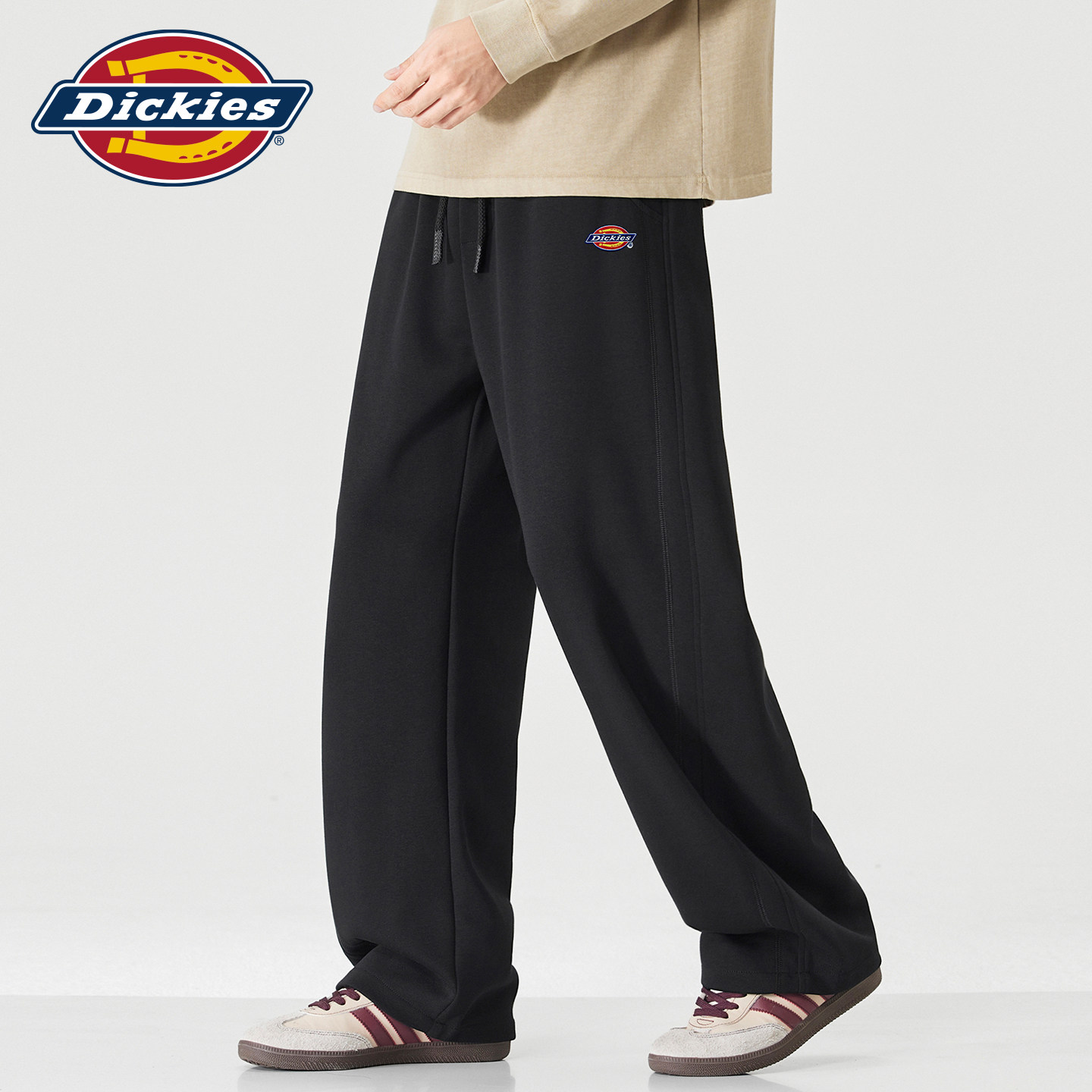 Dickies帝酷适2026年宽松直筒休闲裤男士春秋季系绳垂感针织卫裤Y