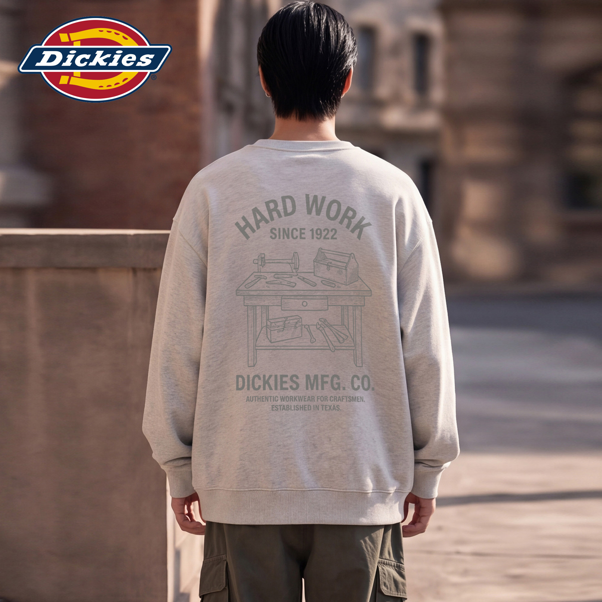 Dickies帝酷适美式情侣圆领卫衣男秋季新款宽松休闲套头长袖上衣M