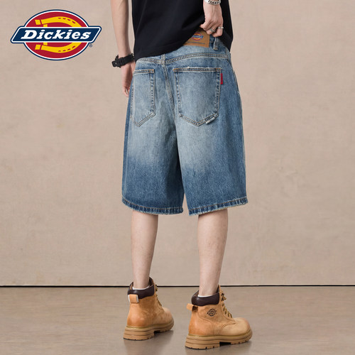 Dickies帝酷适牛仔短裤新款男复古潮牌宽松简约纯棉垂感直筒裤子M