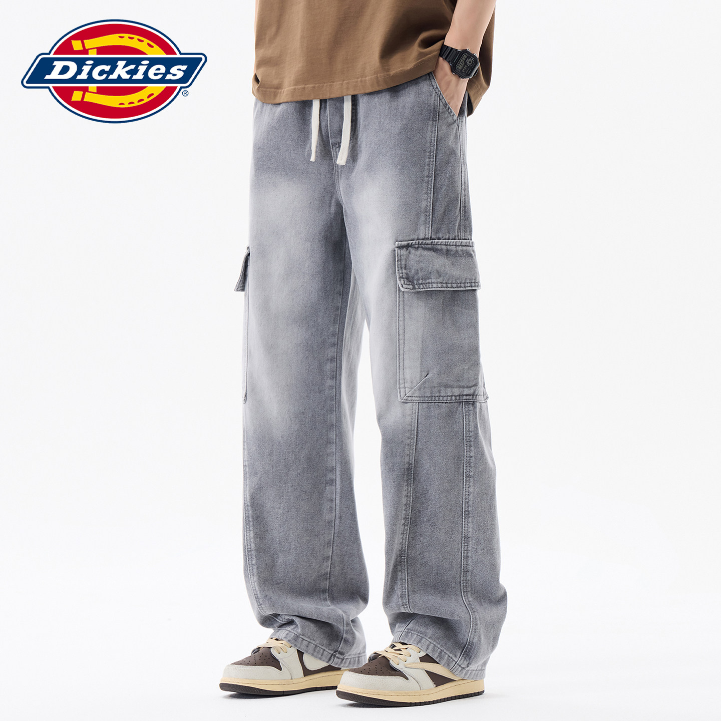Dickies帝酷适新款抽绳大口袋工装牛仔裤男士秋季宽松直筒阔腿裤Y