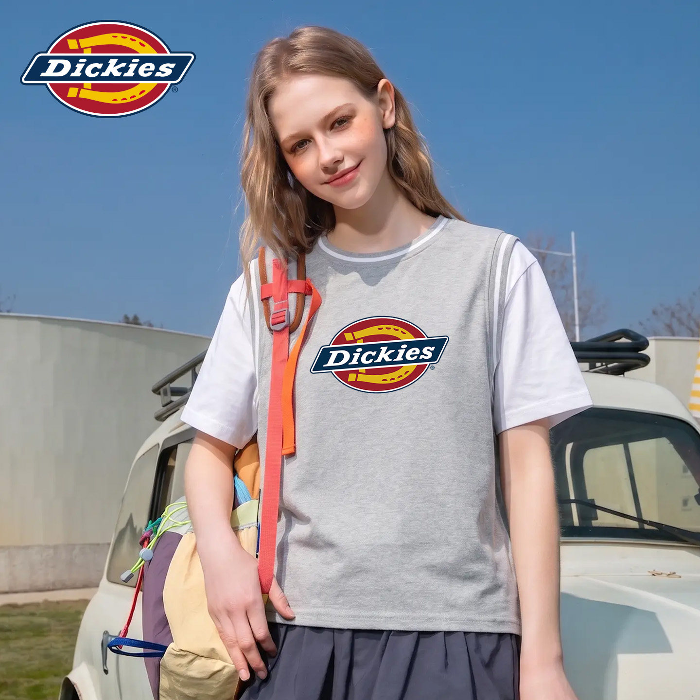 Dickies假两件圆领短袖T恤女图片
