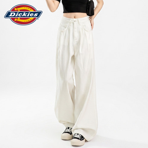 Dickies帝酷适白色阔腿牛仔裤女Y