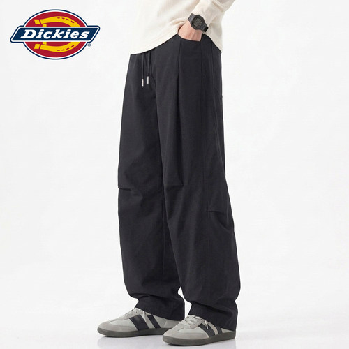 Dickies拼接褶皱垂感梭织休闲裤
