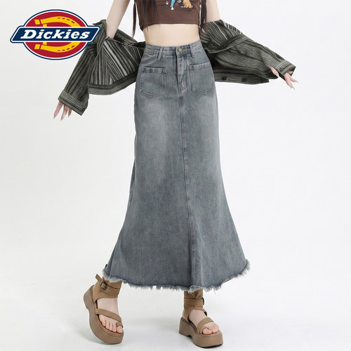 Dickies帝酷适毛边牛仔半身裙女Y