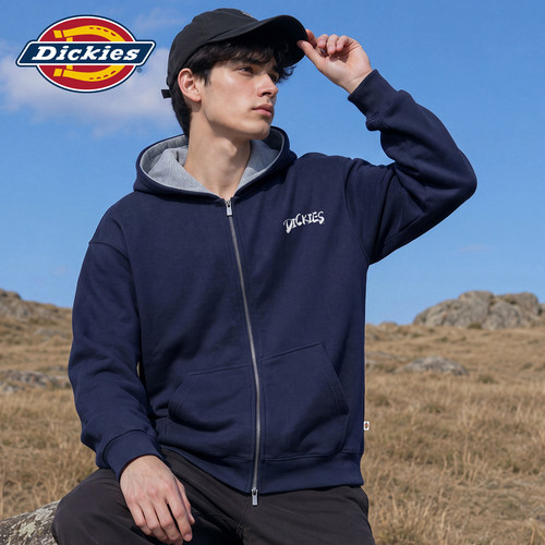 Dickies印花小标拉链带帽卫衣衫