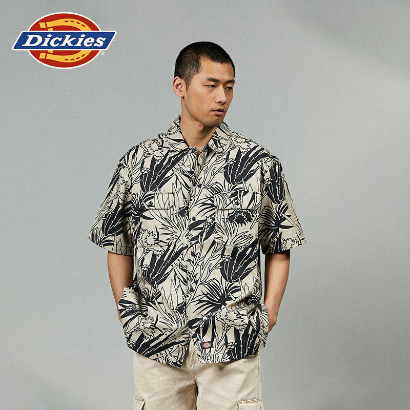 Dickies帝酷适春夏宽松工装灵感设计休闲满身印精致翻领短袖衬衫