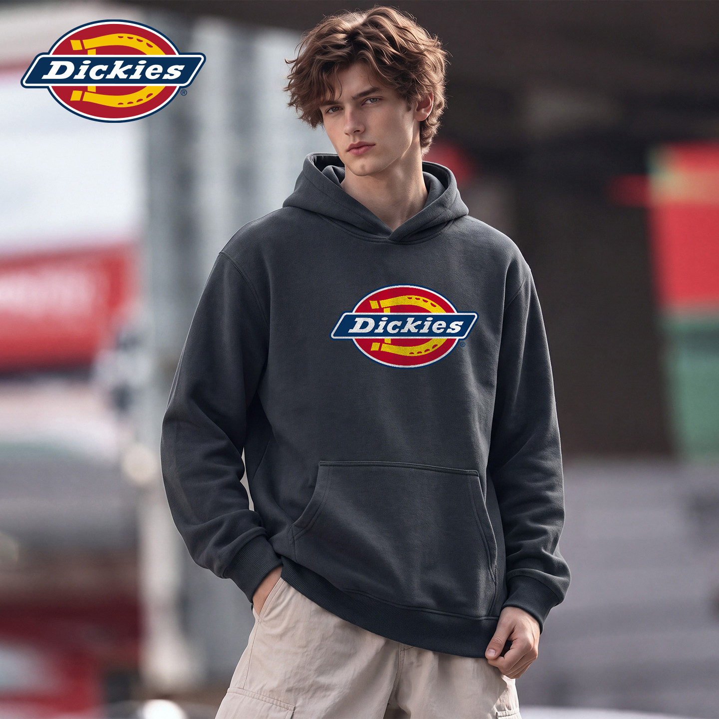 Dickies帝酷适2026年秋季经典印花带帽套头卫衣男士宽松休闲上衣Y