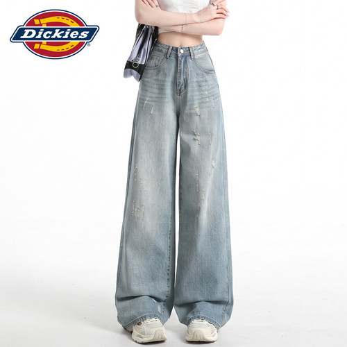 Dickies帝酷适破洞阔腿牛仔裤女Y
