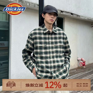 衬衫 长袖 男女情侣J 胸前带盖口袋格纹工装 Dickies帝酷适26春秋新款