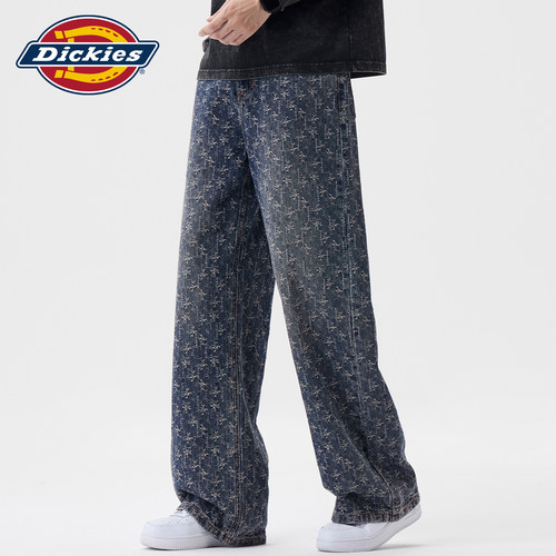 Dickies满印提花肌理水洗牛仔裤