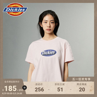 T恤 Dickies24春夏新品 宽松短袖 女款 前胸3Dlogo字母印花高腰短款