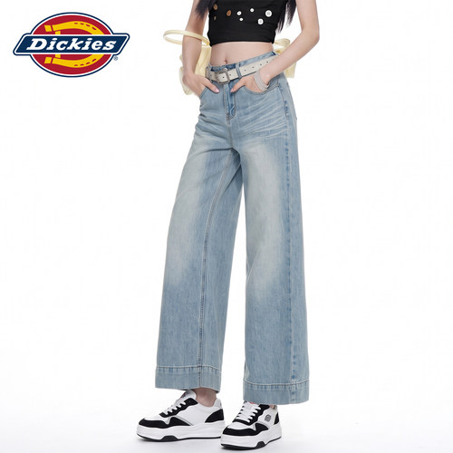 Dickies帝酷适浅蓝软牛仔阔腿裤Y