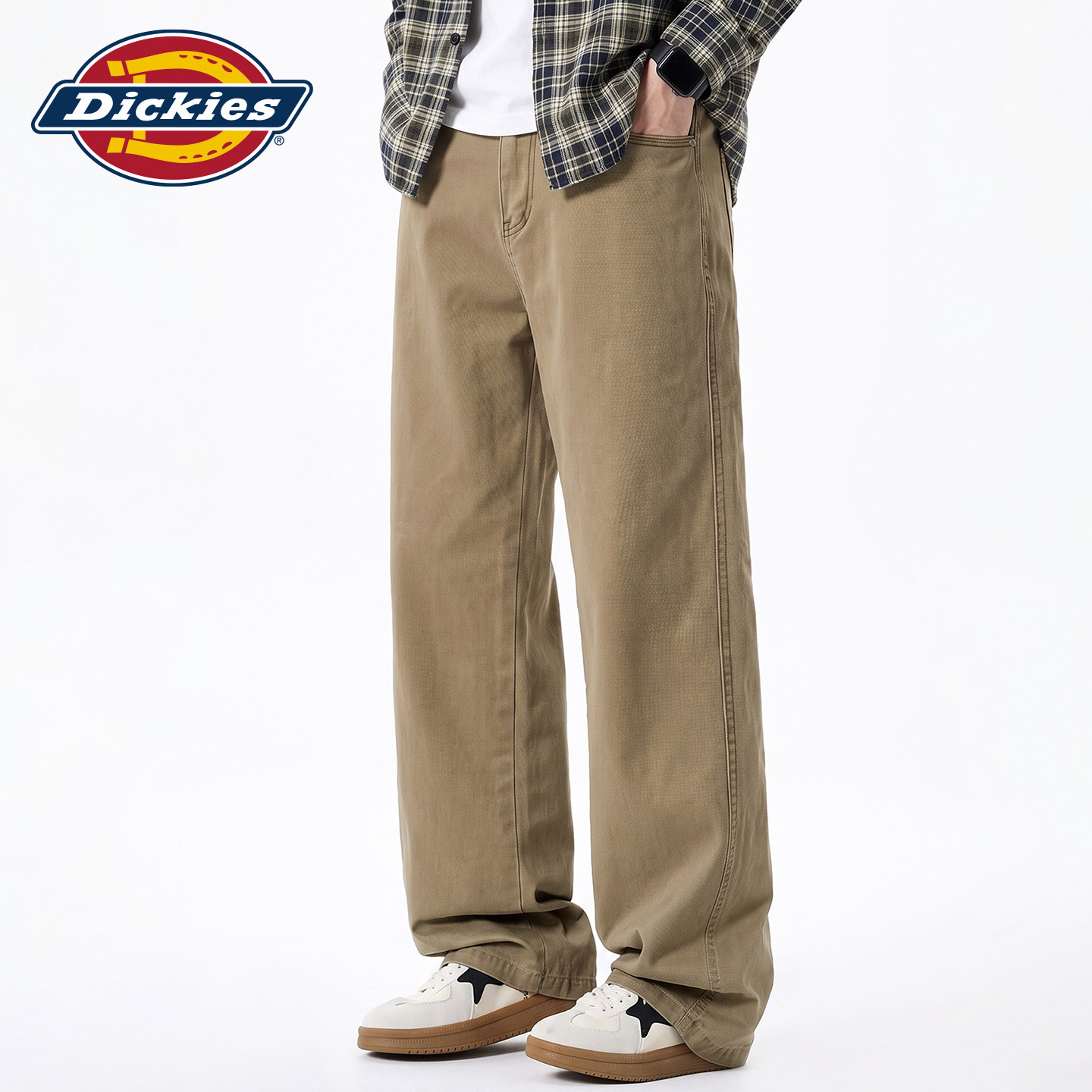 Dickies帝酷适美式复古卡其色水洗牛仔裤男士秋季宽松直筒裤子潮Y
