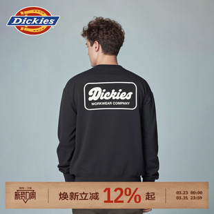Dickies帝酷适26春秋新款美式字母印花宽松卫衣毛圈内里男女情侣J