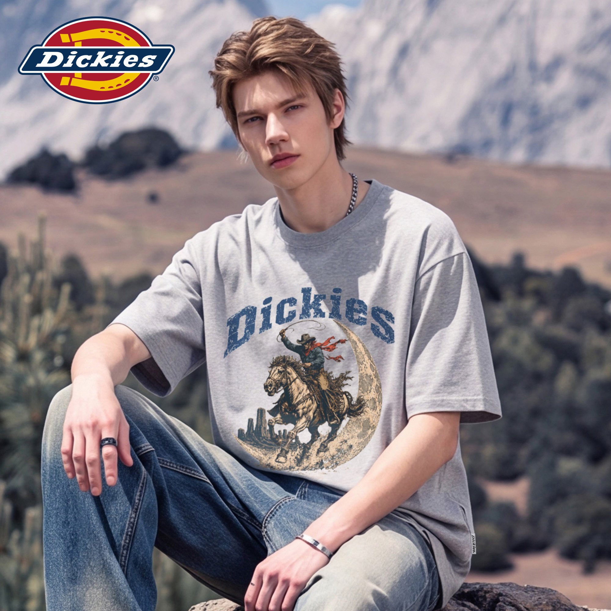 Dickies帝酷适索罗娜凉感短袖T恤男款夏季宽松复古印花半袖上衣M图片