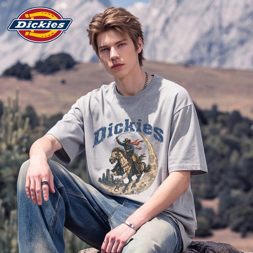 Dickies帝酷适索罗娜凉感短袖T恤男款夏季宽松复古印花半袖上衣M