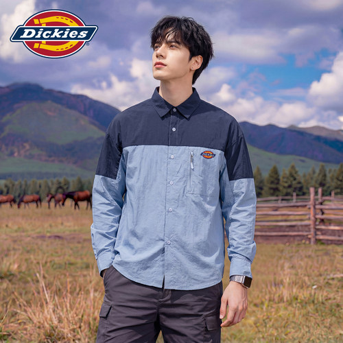 Dickies撞色拼接翻领长袖防晒衣