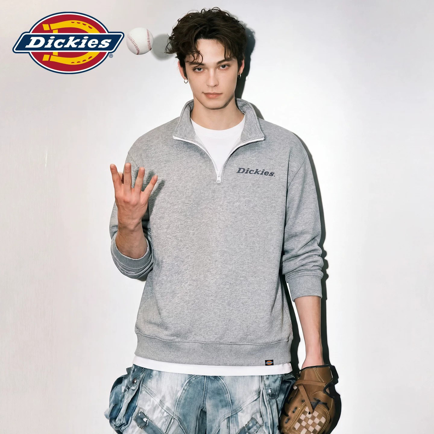 Dickies半拉链男士立领外套图片
