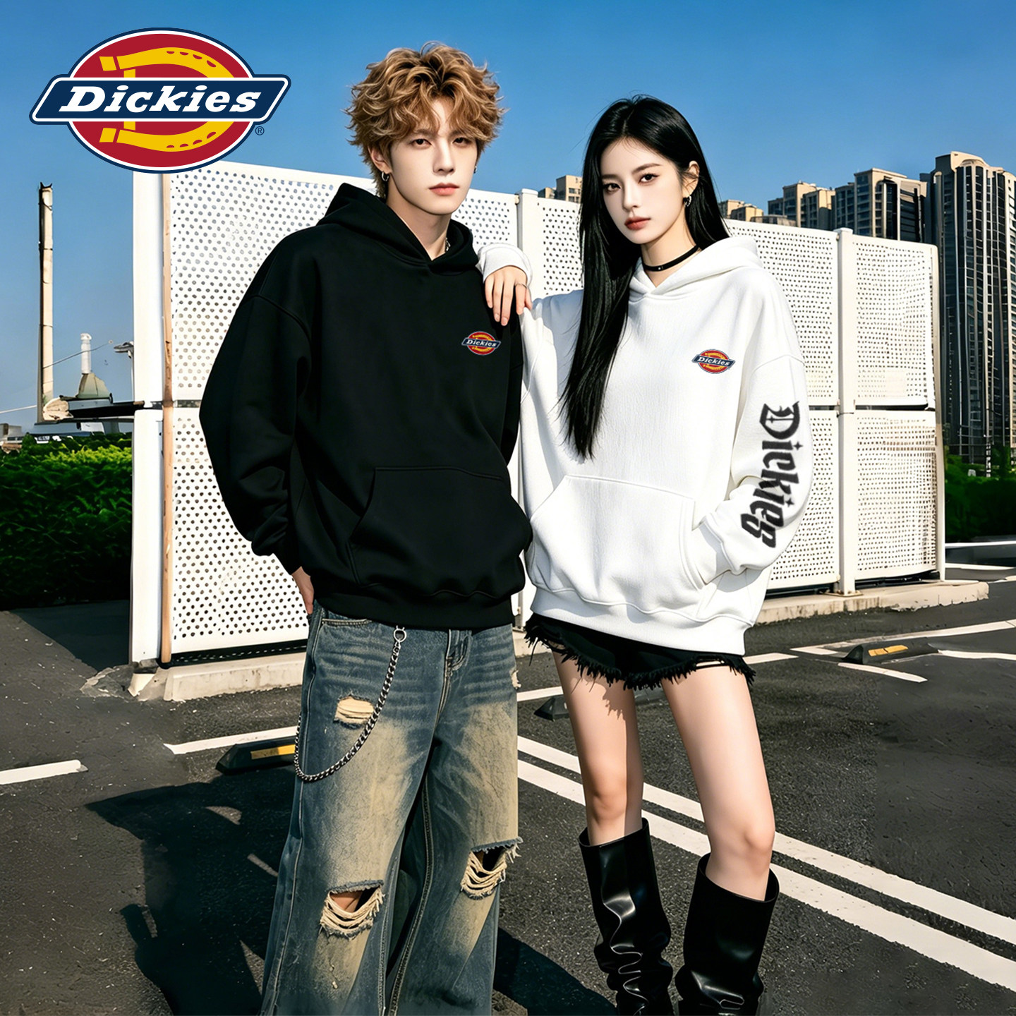 Dickies连帽卫衣男女情侣装美式宽松时尚青年刺绣潮cool上衣外套J