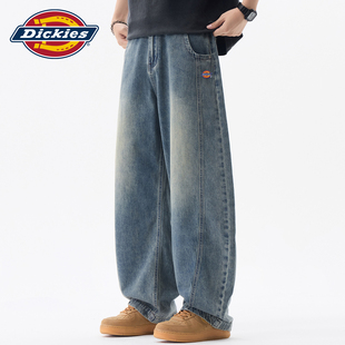Dickies帝酷适美式潮牌秋季新款水洗牛仔裤男士宽松直筒阔腿裤子Y
