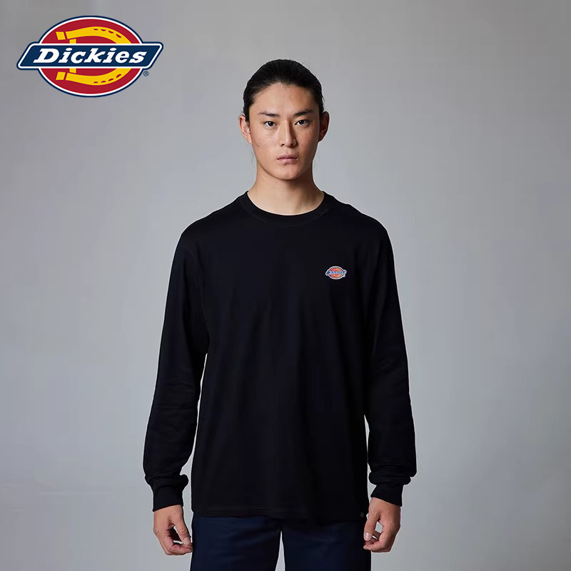 Dickies帝酷适春秋 三色马蹄铁LOGO汗布长袖T恤情侣工装内搭上衣J