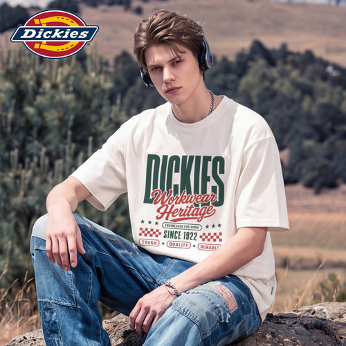 Dickies帝酷适索罗娜凉感短袖T恤男款夏季美式字母印花半袖上衣M