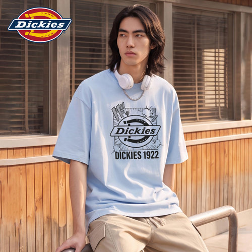 Dickies帝酷适纯棉短袖T恤男夏季品牌LOGO漫画印花情侣半袖上衣M