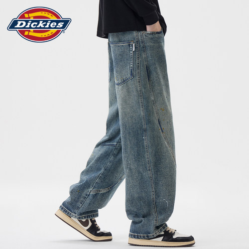 Dickies泼墨水洗垂感拼接牛仔裤