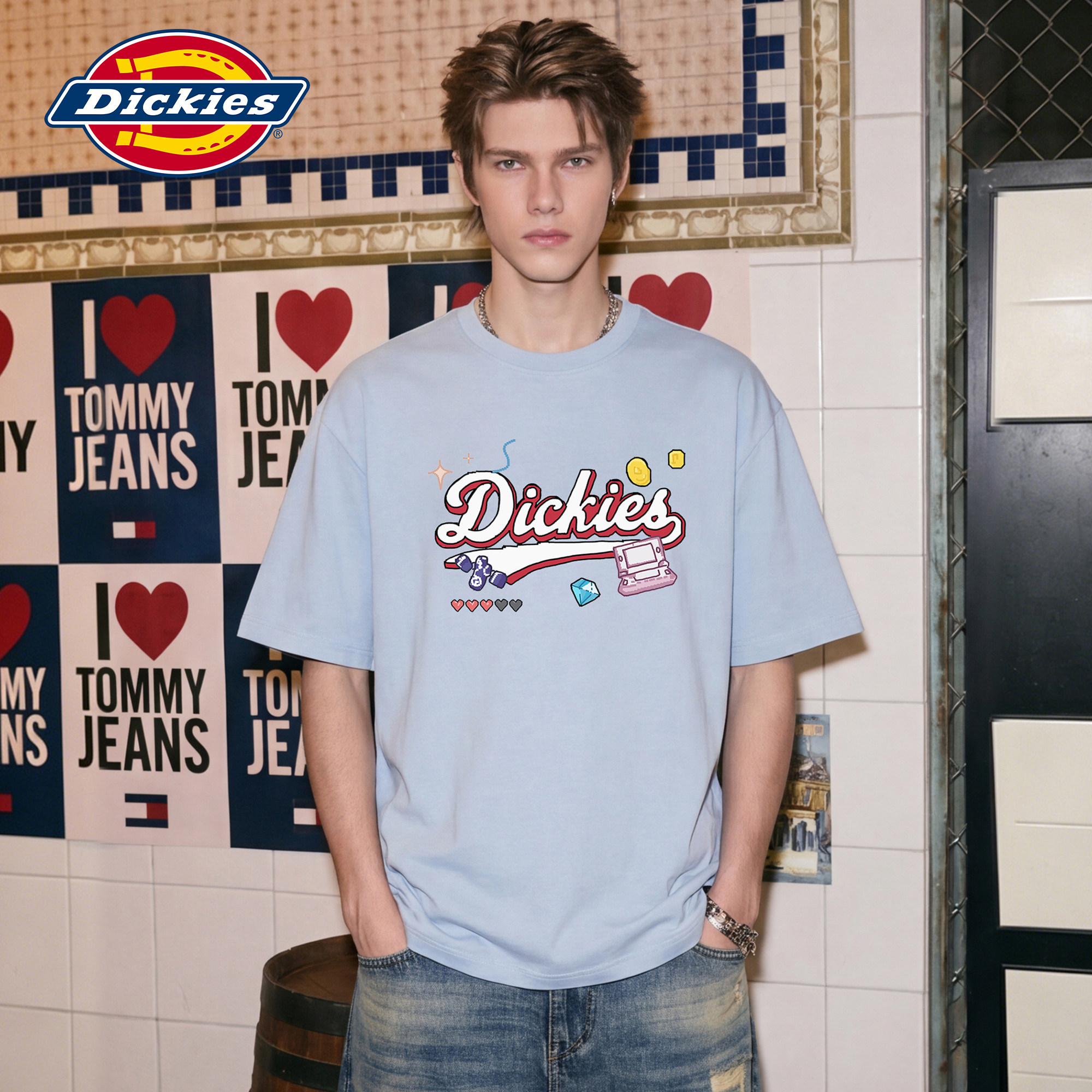 Dickies复古童趣印花短袖T恤男图片
