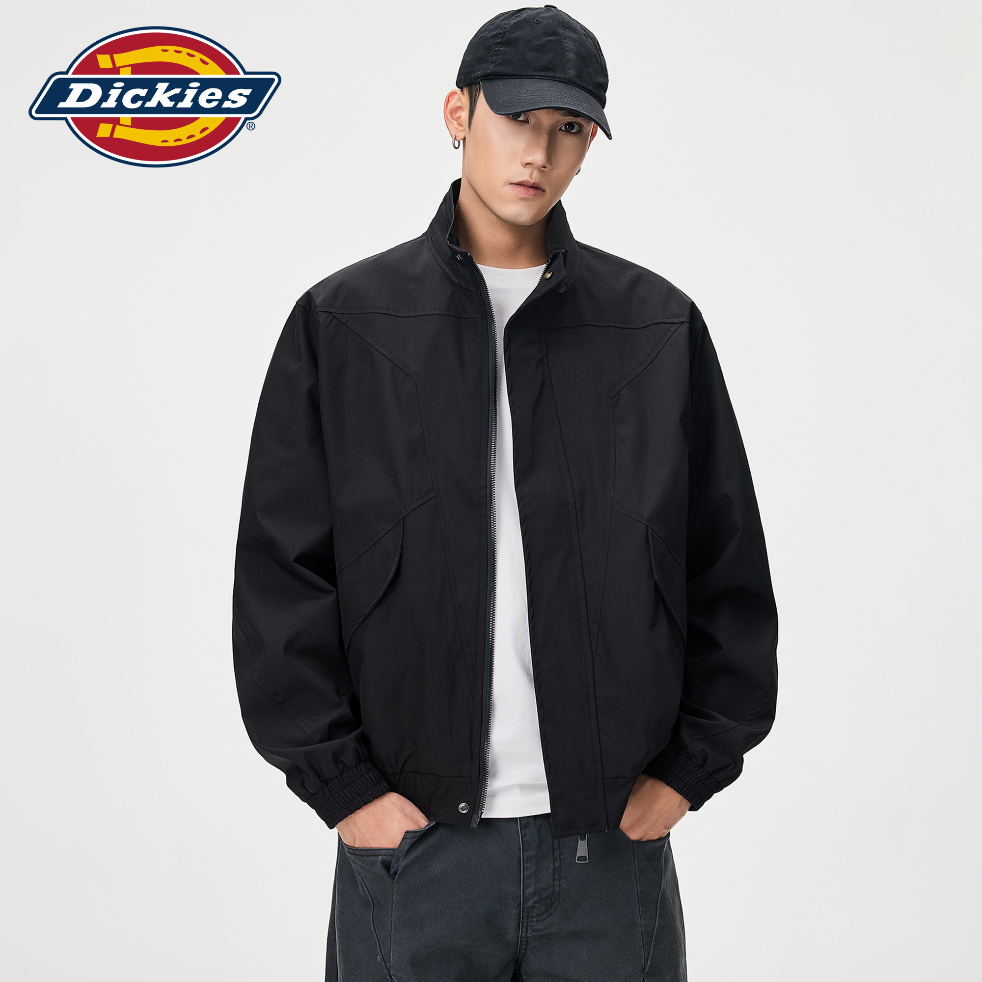 Dickies帝酷适美式休闲立领外套男秋季新款潮流百搭痞帅黑色夹克M