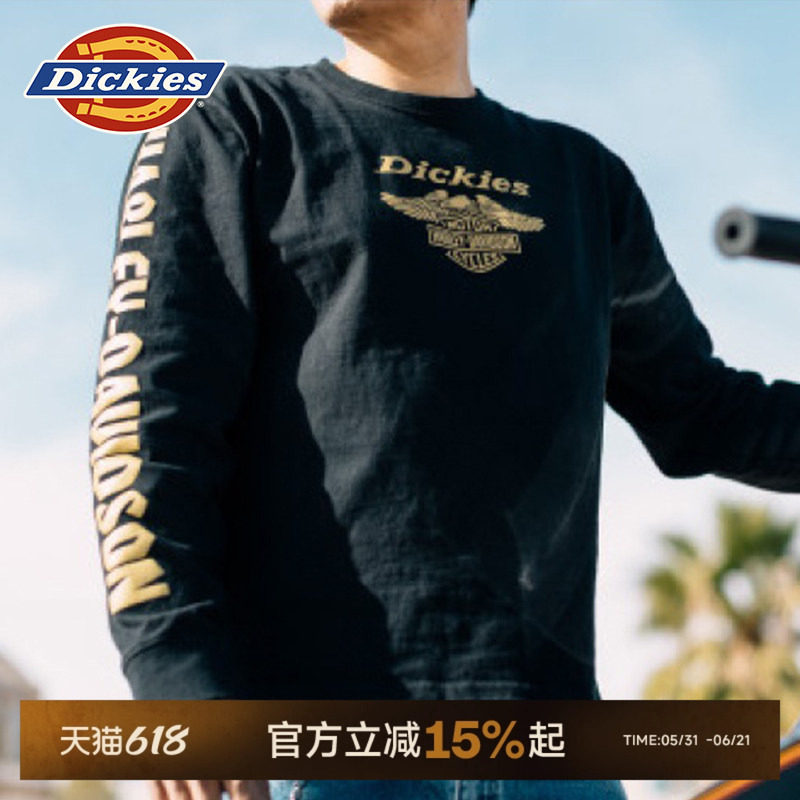 Dickies帝酷适x HARLEY DAVIDSON哈雷联名26鹰标图案印花长袖T恤J