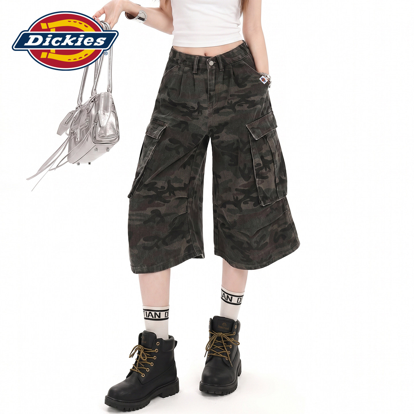 Dickies帝酷适迷彩工装七分裤女Y图片