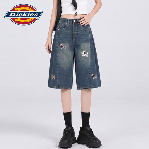Dickies帝酷适小狗刺绣六分裤女Y