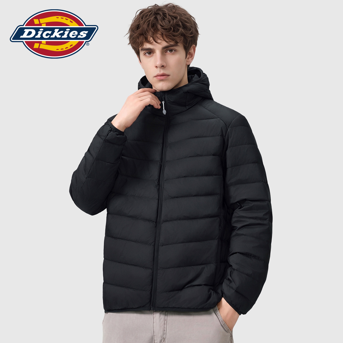 Dickies帝酷适带帽排骨轻薄保暖羽绒服男士冬季潮牌休闲百搭外套Y