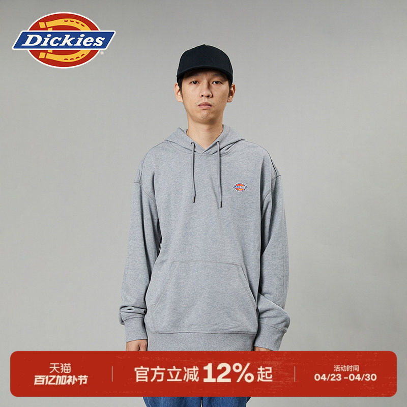 Dickies帝酷适logo贴布绣春秋休闲连帽毛圈美式卫衣宽松男女情侣J
