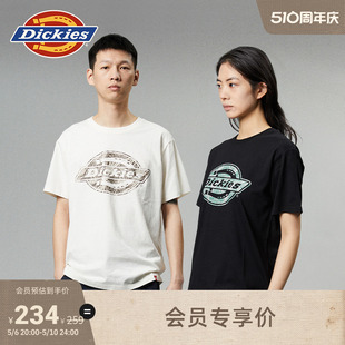 Dickies24春夏新品 男女情侣 T恤 胸前大logo印花舒适内搭圆领短袖