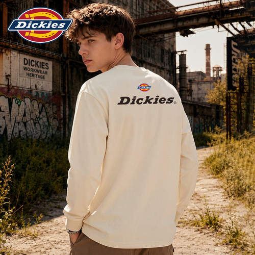 Dickies简约印花圆领长袖T恤