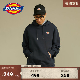 Dickies三原色小logo连帽毛圈美式 宽松 秋冬休闲卫衣男女情侣同款
