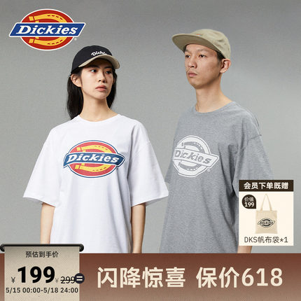 Dickies24春夏新款大logo印花休闲圆领短袖T恤宽松内搭男女情侣