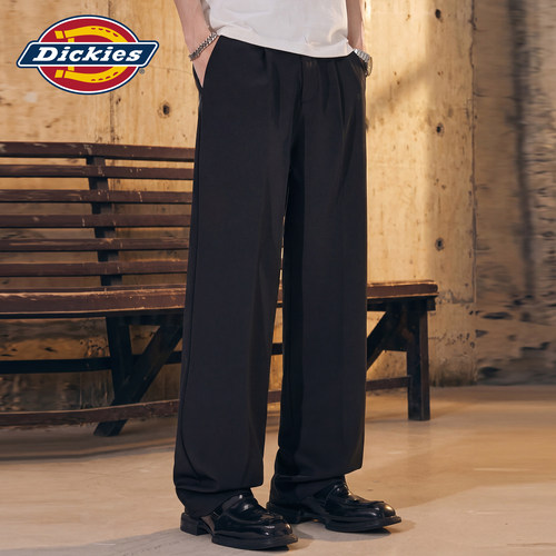 Dickies帝酷适黑色休闲裤男夏季薄款宽松直筒垂感阔腿西裤长裤子M