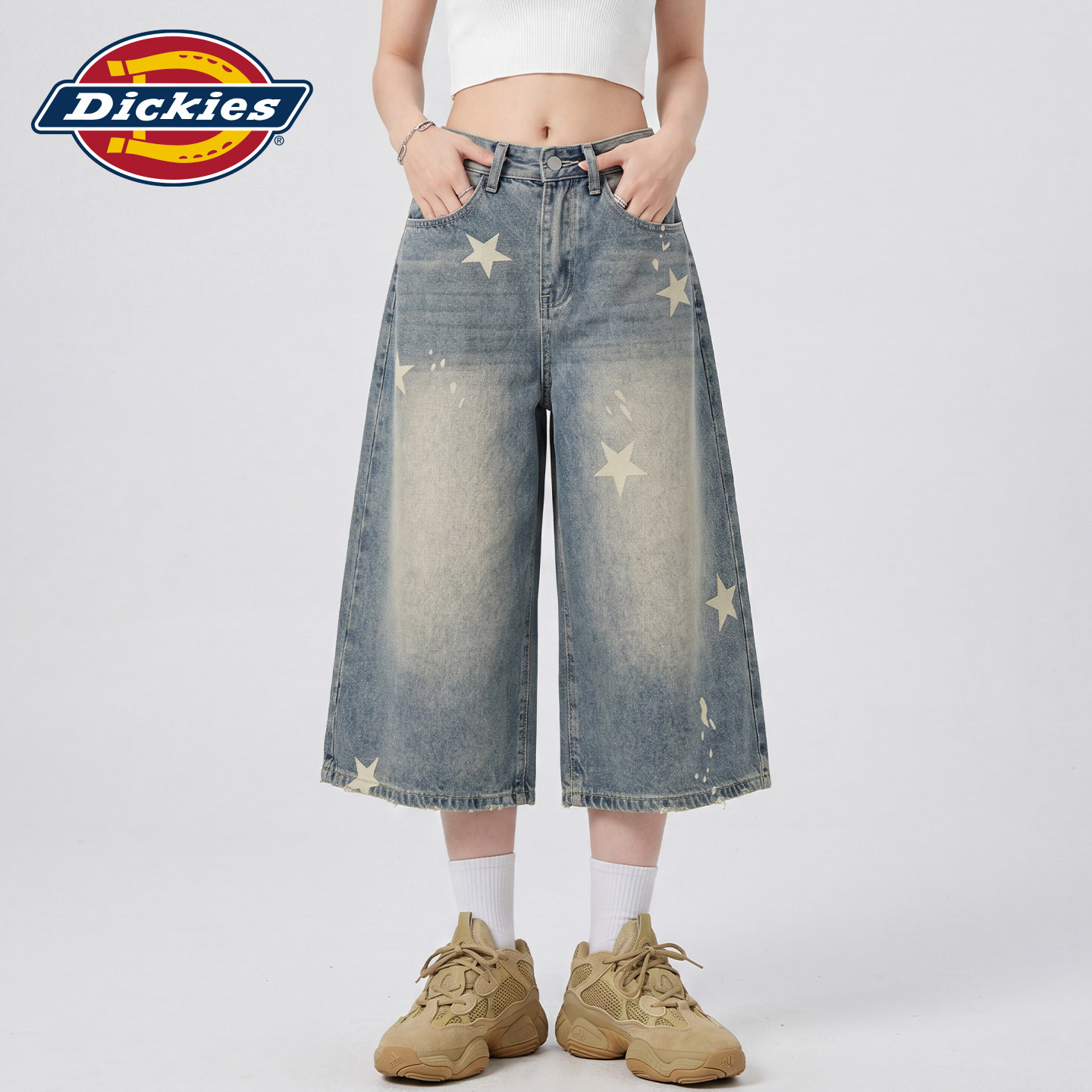 Dickies帝酷适印花七分牛仔裤女Y图片