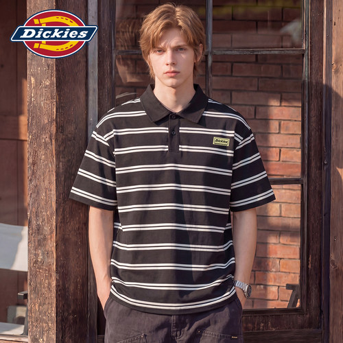 Dickies美式条纹撞色Polo衫短袖