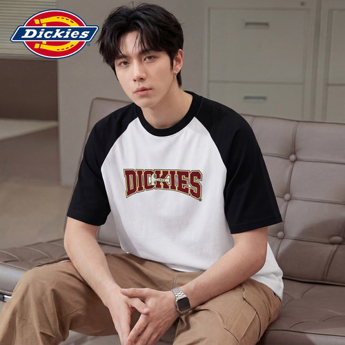 Dickies美式新款撞色拼接短袖T恤
