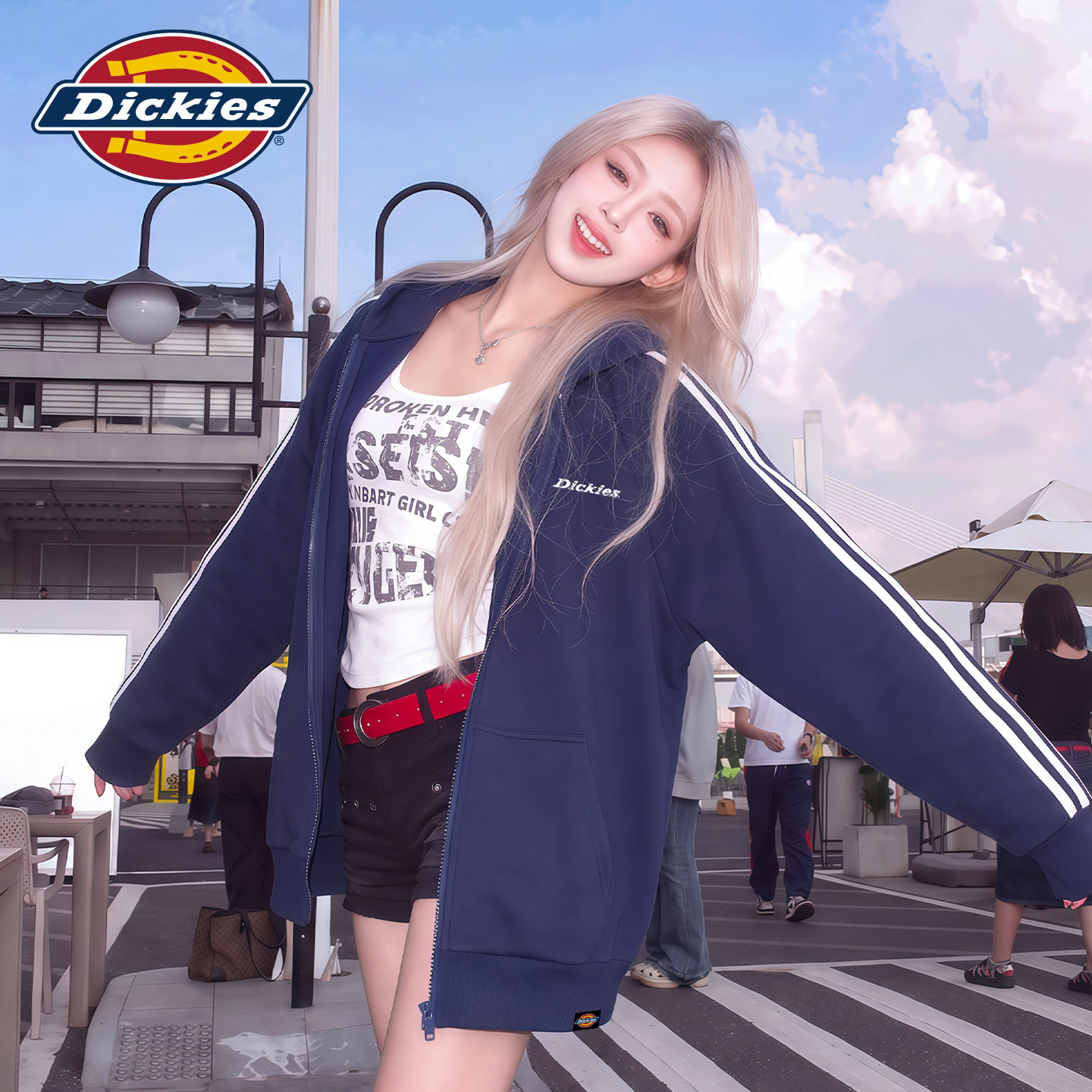 Dickies加绒卫衣2026新款今年流行爆款女生韩系松弛感拉链外套1A