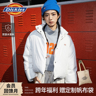 Dickies帝酷适25秋冬女式短款防泼水面料宽松工装羽绒服保暖外套