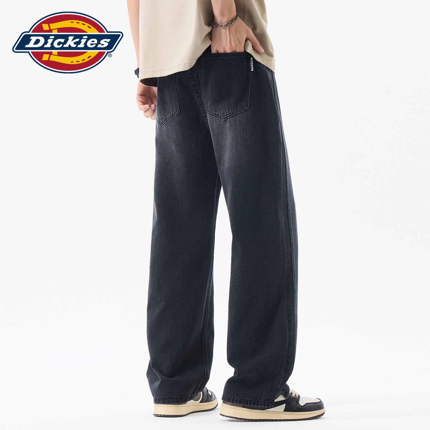 Dickies帝酷适美式新款潮牌秋季男士水洗黑色宽松百搭休闲牛仔裤Y