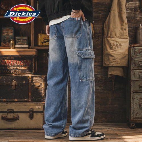 Dickies多口袋拼接抽绳牛仔裤