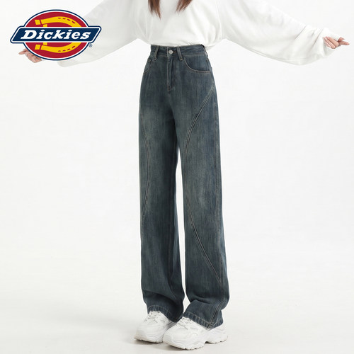 Dickies帝酷适窄版拼接牛仔裤女Y