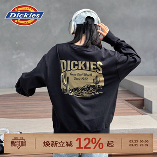 Dickies帝酷适26春秋款 德州灵感印花圆领运动风卫衣毛圈内里男女J